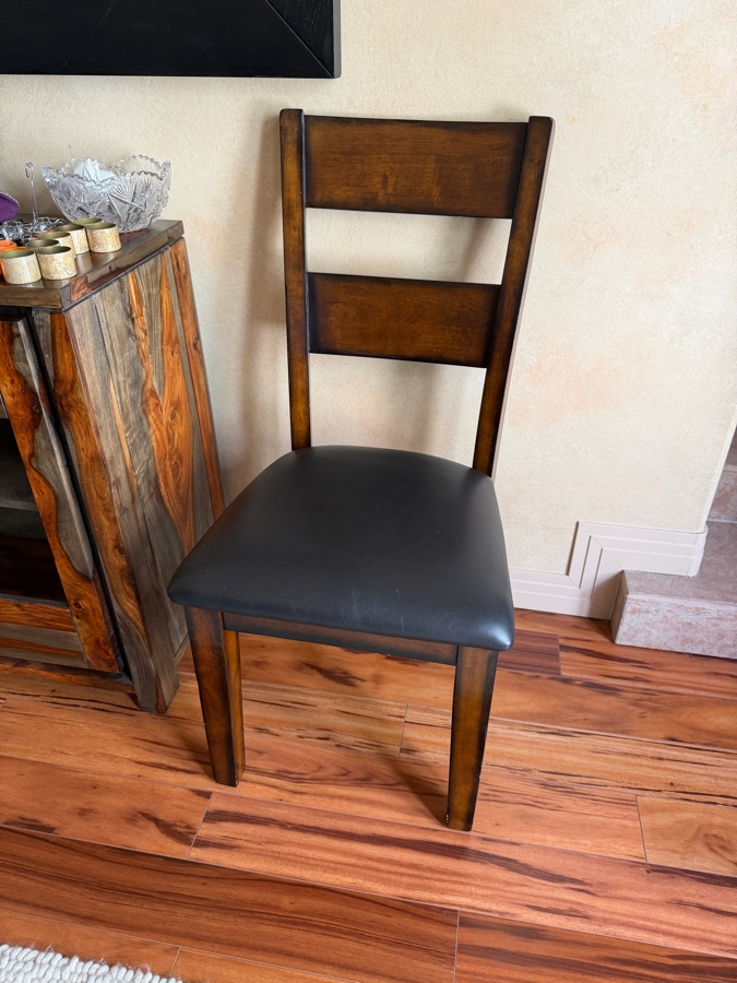 Just Added - Crown Mark Furniture Wooden Table 60' X 42' With Single 18' Leaf With 6 Dining Chairs (2 Chairs Shown Against Wall) And (2) Pier 1 Upholstered Chairs [Photo 9]