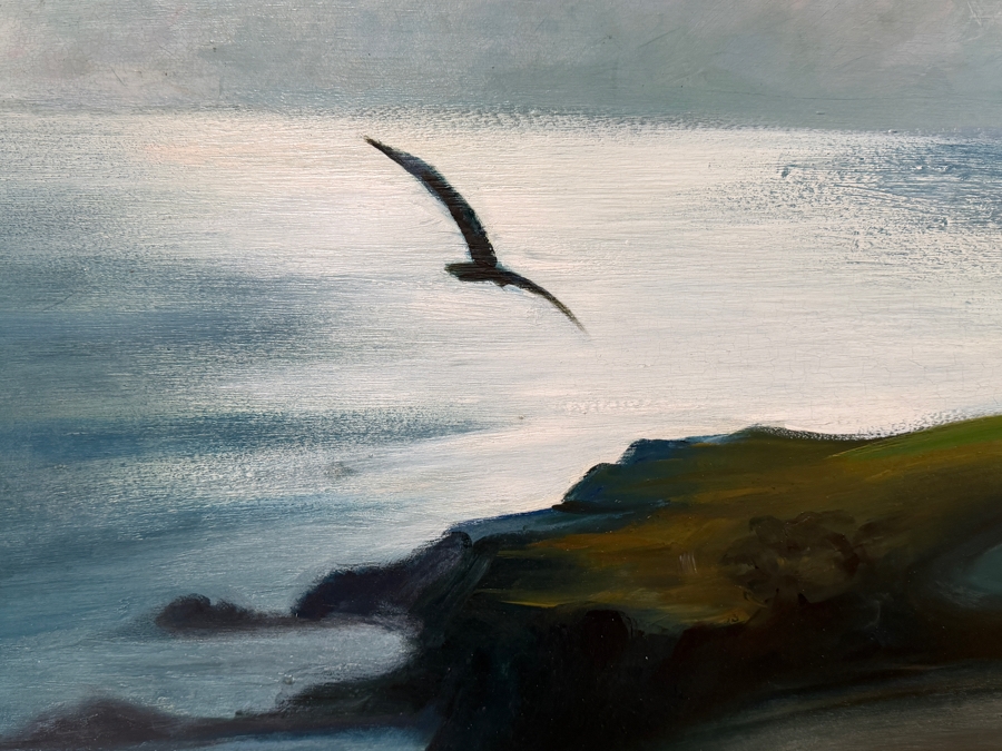 Just Added - Original Malibu, CA Seascape Shore Painting On Board By Jean Appleton 36 X 24 Framed 44.5 X 32.5 [Photo 7]