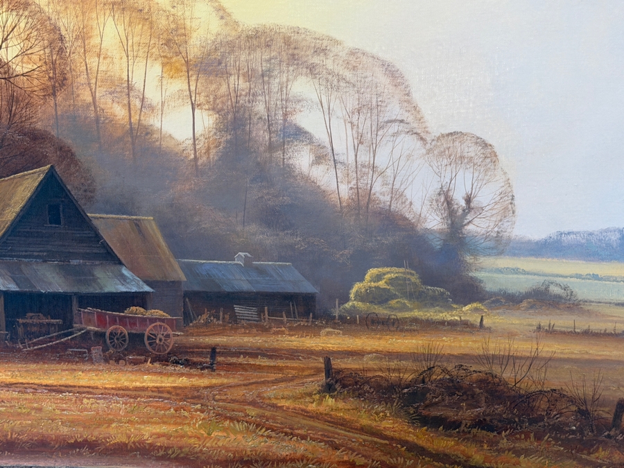 Just Added - Christopher Osborne (B. 1947, United Kingdom) Stunning Original Oil Landscape Frame Horse Scene Painting On Canvas 36 X 24 Framed 41.5 X 29.5 [Photo 7]