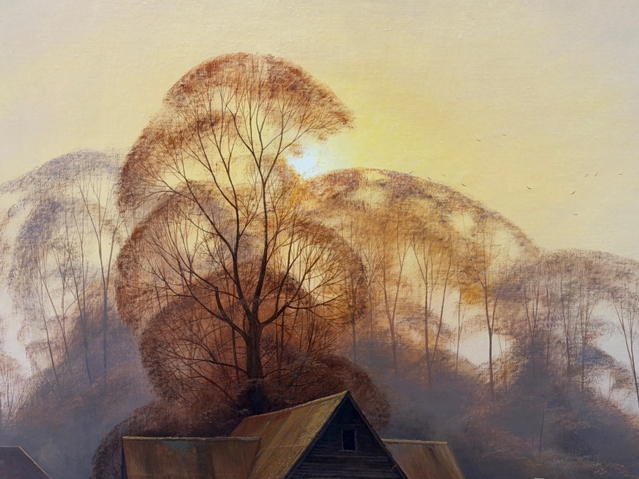 Just Added - Christopher Osborne (B. 1947, United Kingdom) Stunning Original Oil Landscape Frame Horse Scene Painting On Canvas 36 X 24 Framed 41.5 X 29.5 [Photo 6]