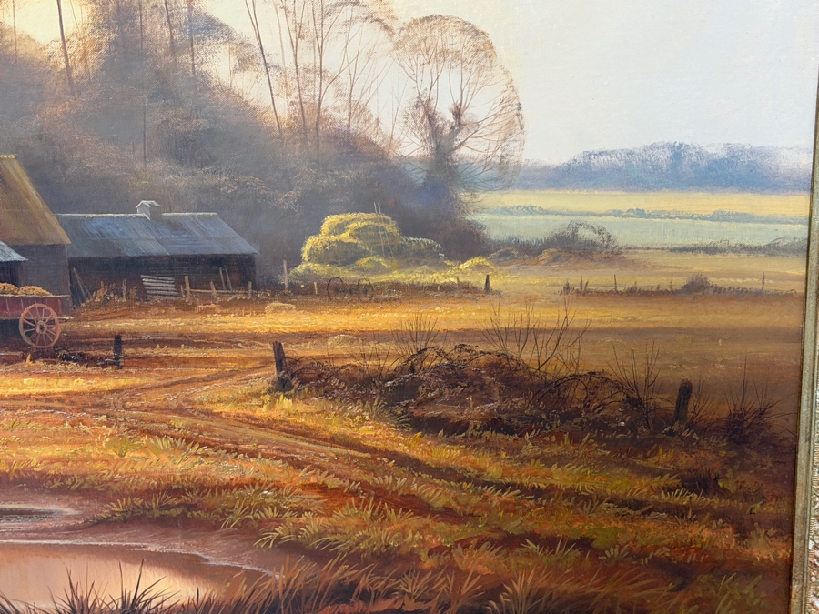 Just Added - Christopher Osborne (B. 1947, United Kingdom) Stunning Original Oil Landscape Frame Horse Scene Painting On Canvas 36 X 24 Framed 41.5 X 29.5 [Photo 8]