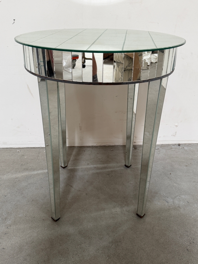Just Added - Antique Period Art Deco Round Mirrored Table 21'W X 25'H [Photo 6]