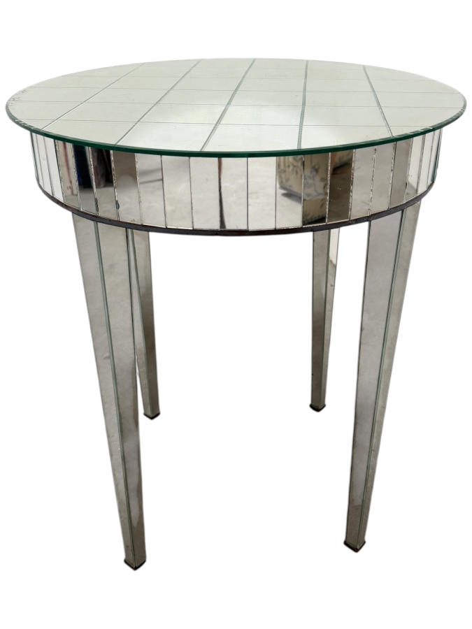 Just Added - Antique Period Art Deco Round Mirrored Table 21'W X 25'H