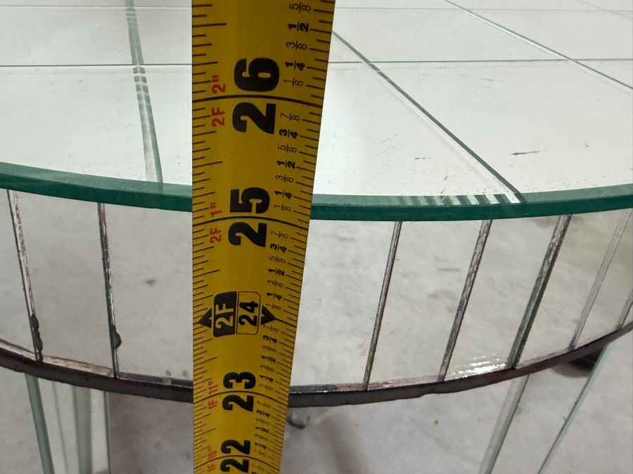 Just Added - Antique Period Art Deco Round Mirrored Table 21'W X 25'H [Photo 8]