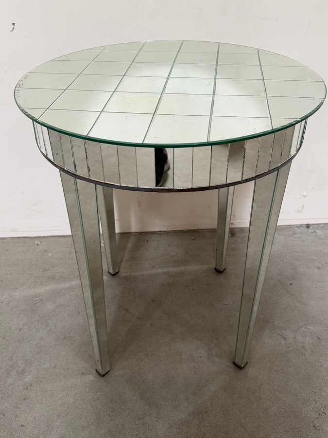 Just Added - Antique Period Art Deco Round Mirrored Table 21'W X 25'H [Photo 4]