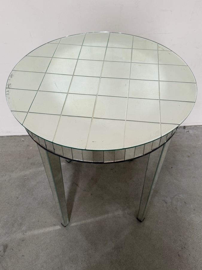 Just Added - Antique Period Art Deco Round Mirrored Table 21'W X 25'H [Photo 5]