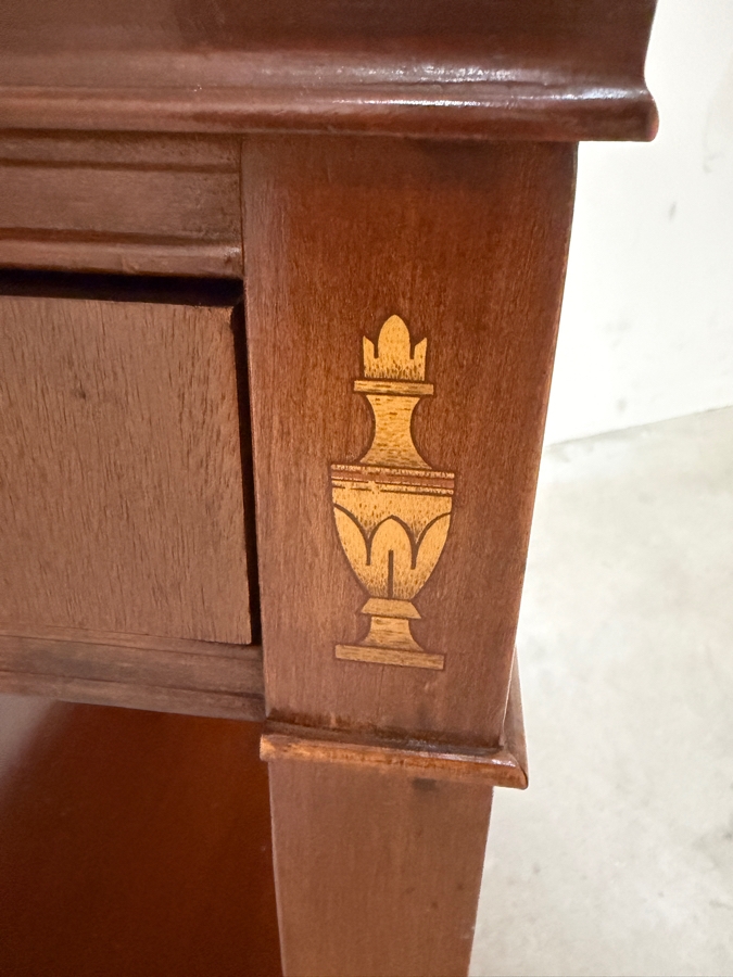 Just Added - Vintage Pair Of Regency Mahogany & Leather Top Side Tables 18W X 27D X 24H [Photo 7]