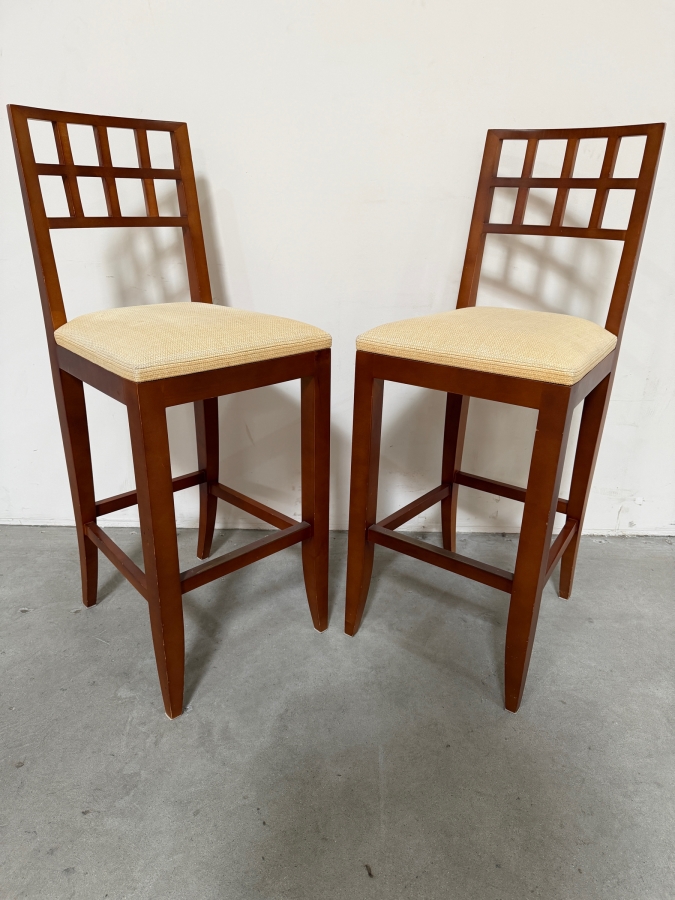 Just Added - Pair Of Wooden Bar Stools By Interior Crafts Inc 30'H Seat Height [Photo 2]