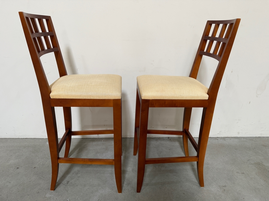 Just Added - Pair Of Wooden Bar Stools By Interior Crafts Inc 30'H Seat Height [Photo 4]