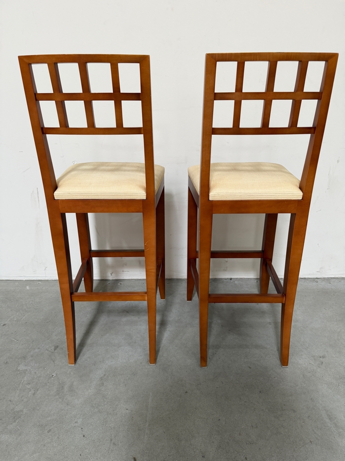 Just Added - Pair Of Wooden Bar Stools By Interior Crafts Inc 30'H Seat Height [Photo 5]