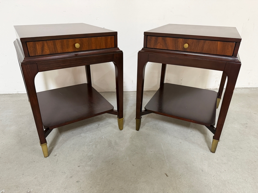 Just Added - Pair Of Wooden Side Tables With Single Drawer By The Fairfield Chair Company 22W X 26D X 28.5H [Photo 6]