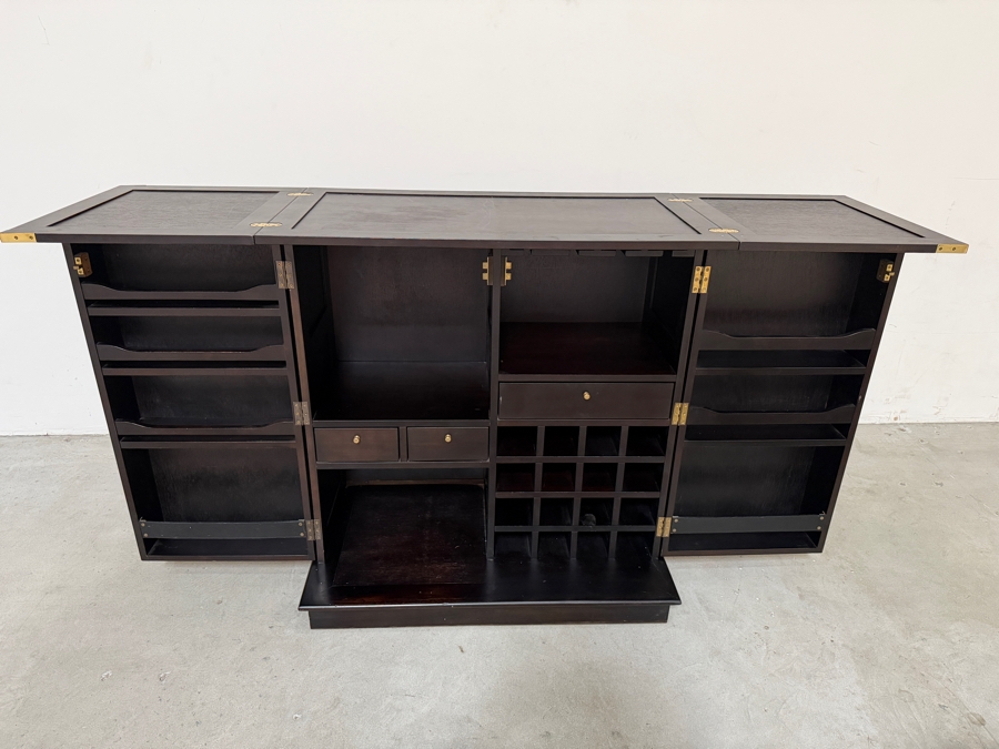 Just Added - Z Gallerie Portable Wooden Home Bar / Wine Cabinet 39W (78W Extended) X 22D X 42H [Photo 2]