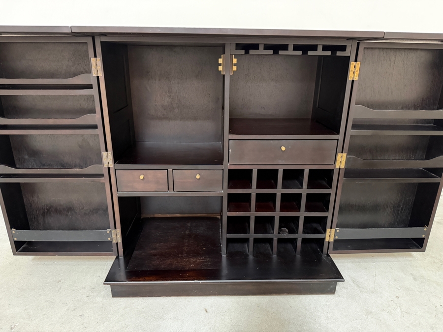 Just Added - Z Gallerie Portable Wooden Home Bar / Wine Cabinet 39W (78W Extended) X 22D X 42H [Photo 3]
