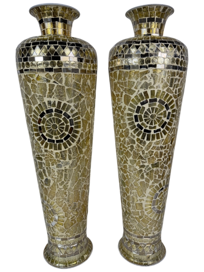 Just Added - Pair Of Gold Decorative Mirrored Vases From India 24H