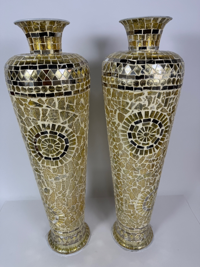 Just Added - Pair Of Gold Decorative Mirrored Vases From India 24H [Photo 2]