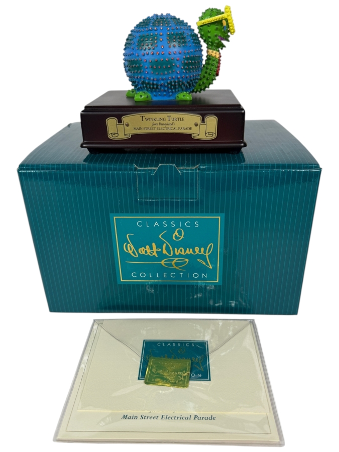 Just Added - Walt Disney Classics Collection Twinkling Turtle From Disneyland's Main Street Electrical Parade With Original Box And COA 5W X 4D X 4H