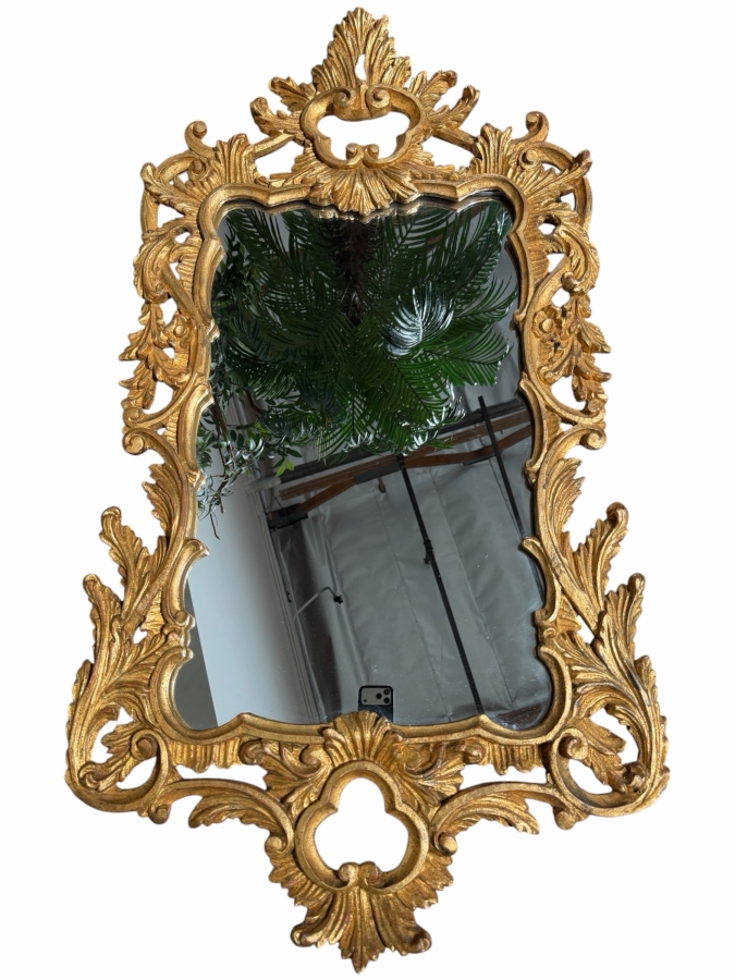 Just Added - Stunning Gilt Carved Wooden Ornate Baroque-Style Wall Mirror 26'W X 49'H