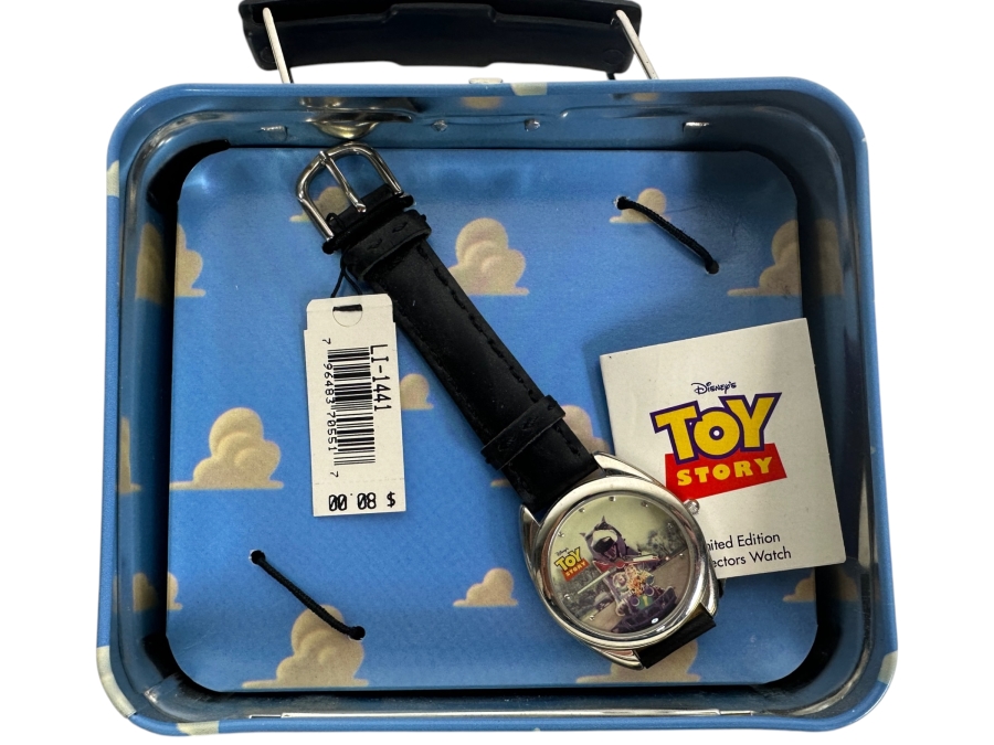 Disney Toy Story Limited Edition Fossil Collectors Watch LI-1441 With Miniature Lunchbox Tin And Woody, Buzz, And Scud Dial