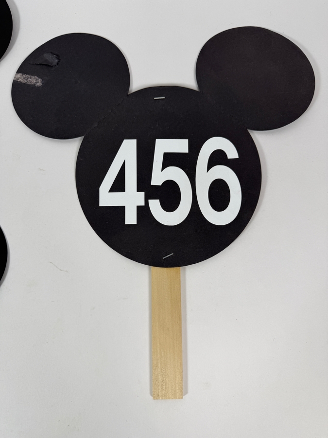 Just Added - Rare Set Of Four Original Vintage Disney Disneyana Convention Auction Bidder's Paddles Mickey Mouse Ears (One With Stick) [Photo 2]