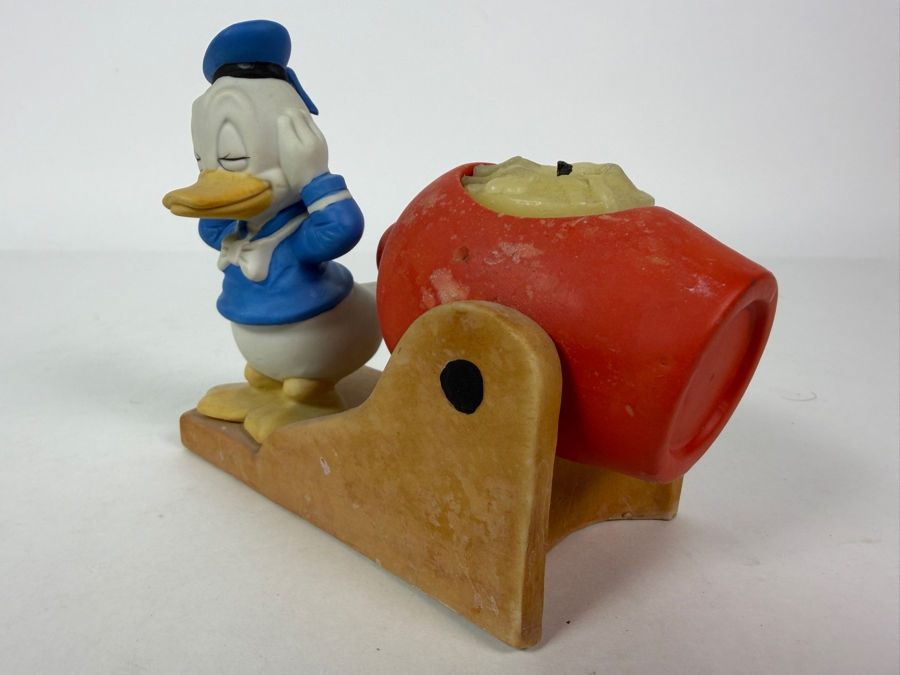 Just Added - Vintage Disney Gift-ware Donald Duck Cannon Figurine Tea Light Candle Holder 5W X 3D X 4.25H [Photo 2]