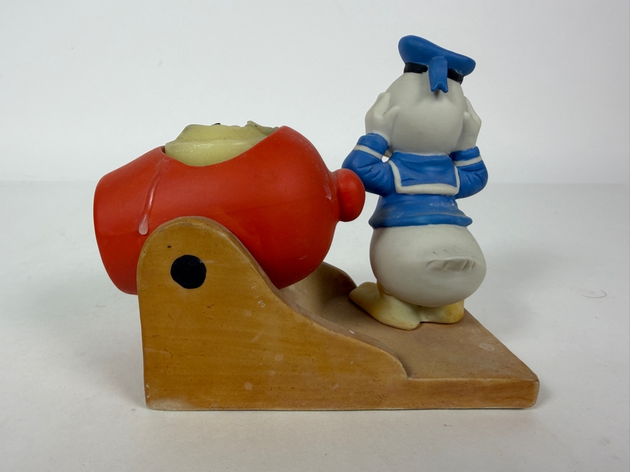 Just Added - Vintage Disney Gift-ware Donald Duck Cannon Figurine Tea Light Candle Holder 5W X 3D X 4.25H [Photo 3]