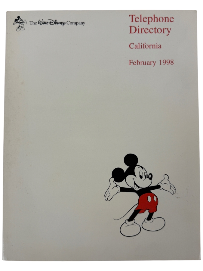 Just Added - Vintage 1998 The Walt Disney Company California Telephone Directory Phone Book February 1998