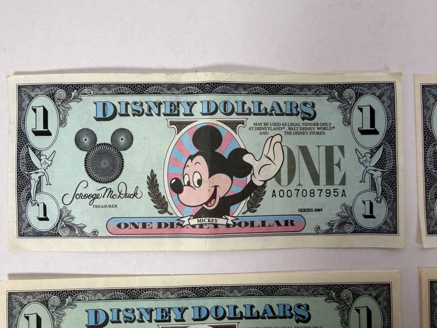 Just Added - (2) Vintage 1987A Disney Dollars $1 Bill Featuring Mickey Mouse And (2) Vintage 1989 Disney Dollars $1 Bill Featuring Mickey Mouse [Photo 4]