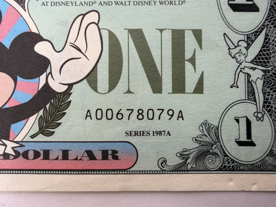 Just Added - (2) Vintage 1987A Disney Dollars $1 Bill Featuring Mickey Mouse And (2) Vintage 1989 Disney Dollars $1 Bill Featuring Mickey Mouse [Photo 3]