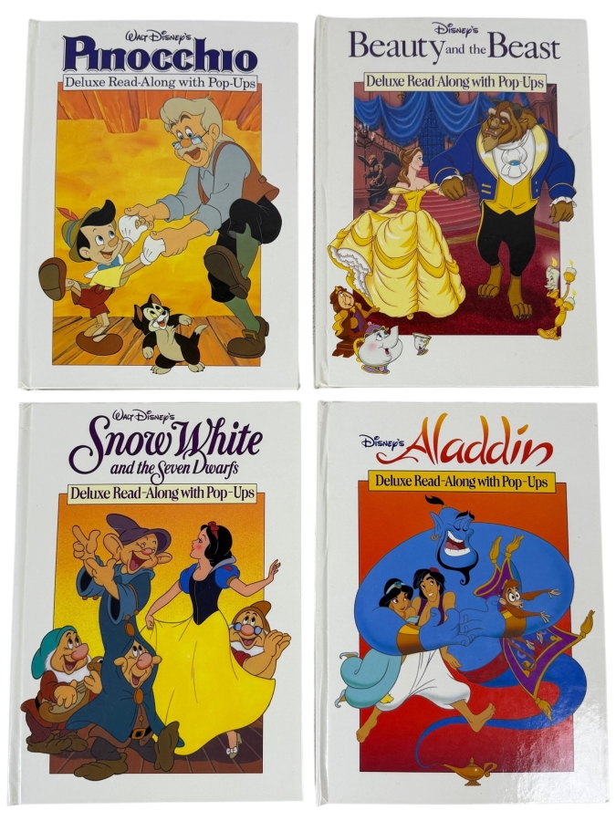 Just Added - (4) Walt Disney Pop-Up Books: Pinocchio, Beauty And The Beast, Snow White And The Seven Dwarfs And Aladdin