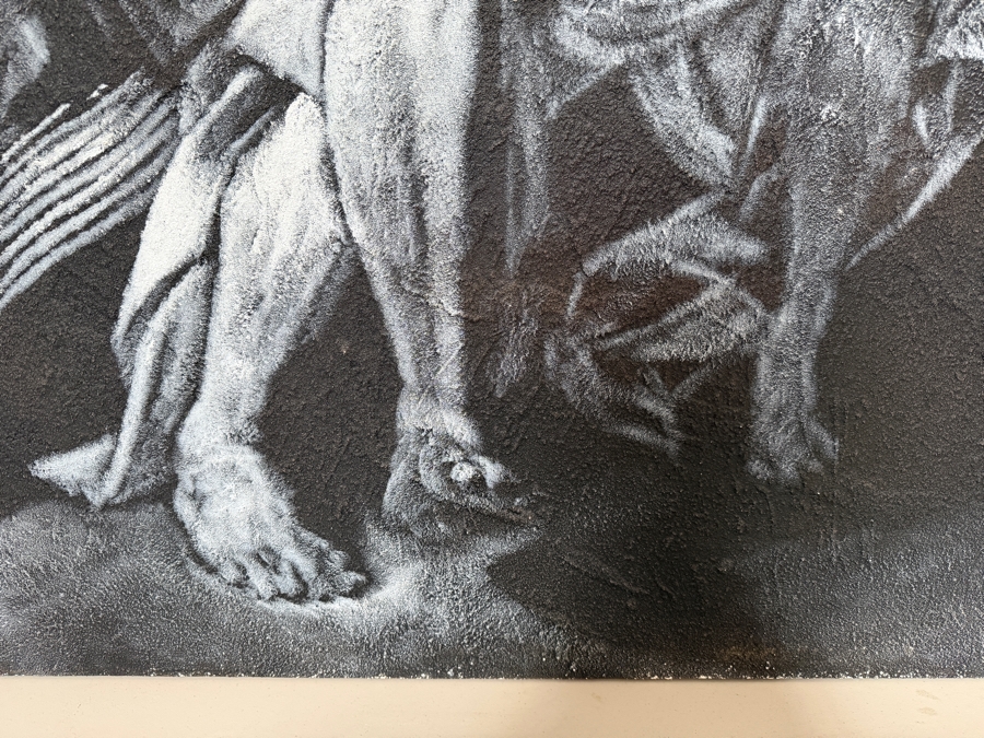 Gerrit Greve (1948-2024, Cardiff by the Sea, CA) Original Acrylic Painting On Canvas Titled 'The Inspiraton Of St. Matthew By Caravaggio Circa 1598' 1991 Signed Lower Left 48 X 72 Estimate $3,500 - $4,300 [Photo 7]