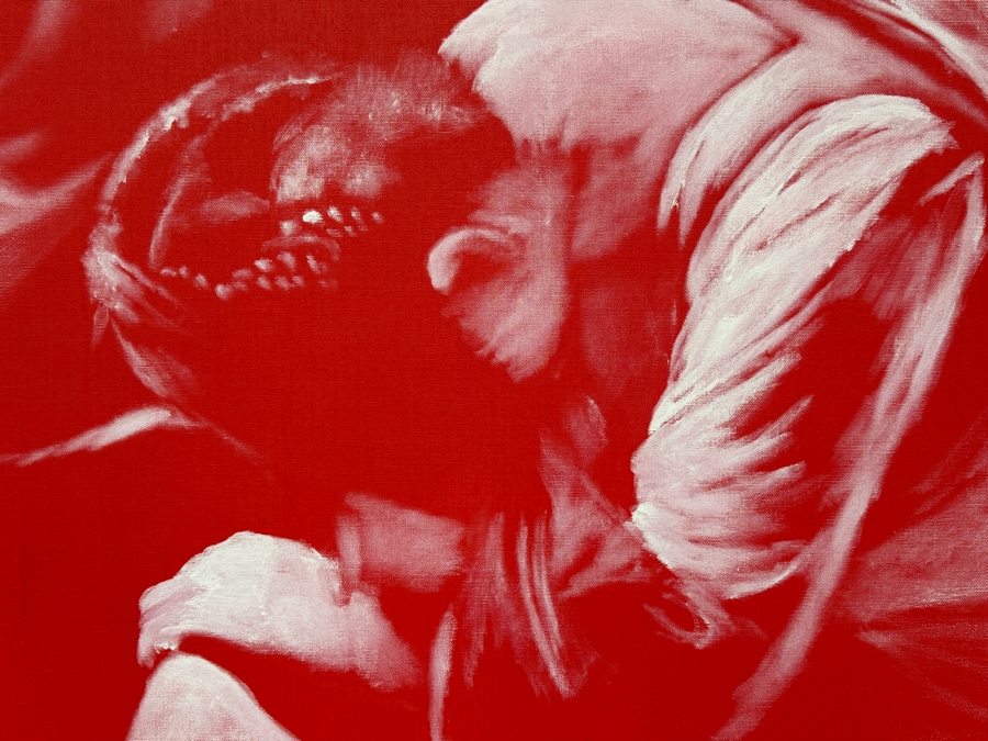 Gerrit Greve (1948-2024, Cardiff by the Sea, CA) Original Acrylic Painting On Canvas Titled 'Copy Of The Death Of The Virgin By Caravaggio Circa 1605 (Witness #5)' 1994 Signed Lower Left And Verso 48 X 72 Estimate $3,500 - $4,300 [Photo 3]