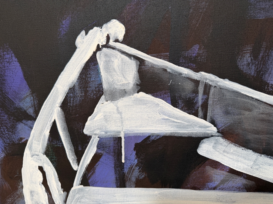 Gerrit Greve (1948-2024, Cardiff by the Sea, CA) Original Acrylic Painting On Canvas Titled 'Boat To Cross The River Styx (Witness #6)' 1994 Signed Lower Right And Verso 48 X 72 Estimate $3,500 - $4,300 [Photo 3]