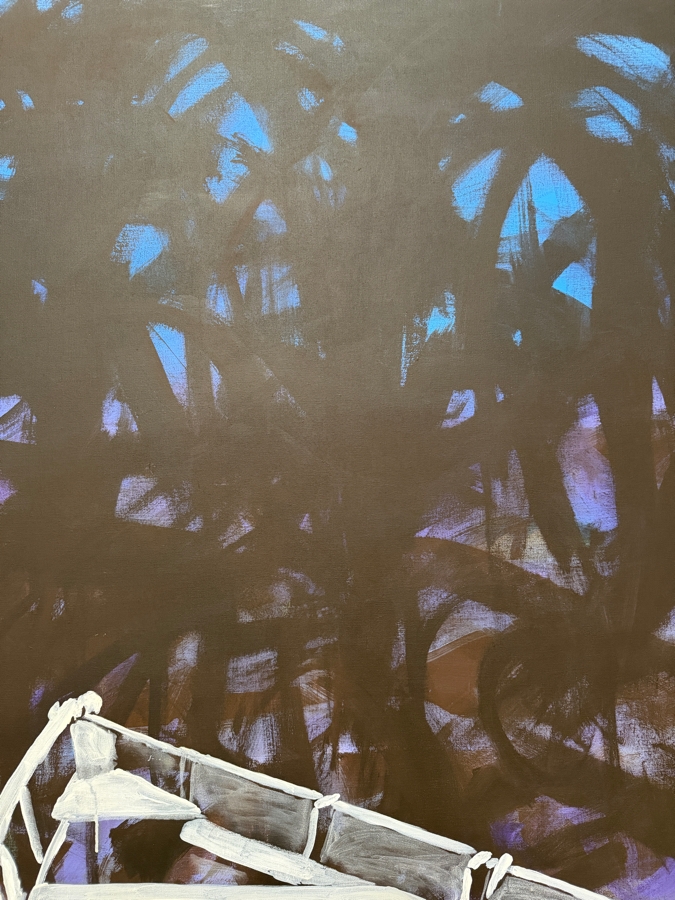 Gerrit Greve (1948-2024, Cardiff by the Sea, CA) Original Acrylic Painting On Canvas Titled 'Boat To Cross The River Styx (Witness #6)' 1994 Signed Lower Right And Verso 48 X 72 Estimate $3,500 - $4,300 [Photo 4]