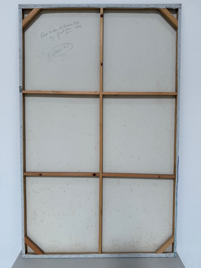 Gerrit Greve (1948-2024, Cardiff by the Sea, CA) Original Acrylic Painting On Canvas Titled 'Boat To Cross The River Styx (Witness #6)' 1994 Signed Lower Right And Verso 48 X 72 Estimate $3,500 - $4,300 [Photo 6]