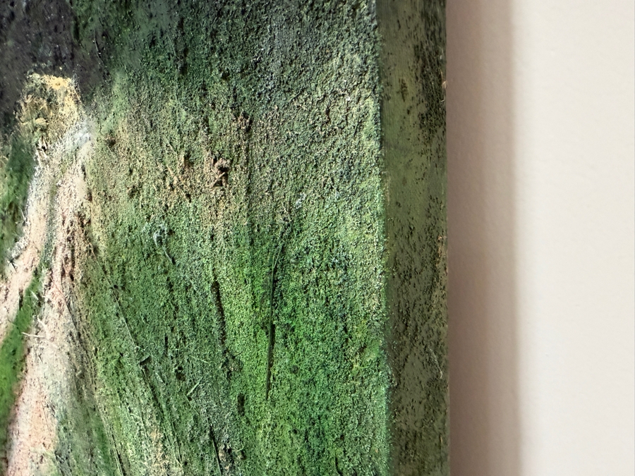 Gerrit Greve (1948-2024, Cardiff by the Sea, CA) Original Acrylic, Sand & Grass Painting On Canvas Titled 'Meadowlawn Road At Dusk' 1991 Signed Lower Right And Verso 60 X 45 Estimate $2,700 - $3,400 [Photo 8]