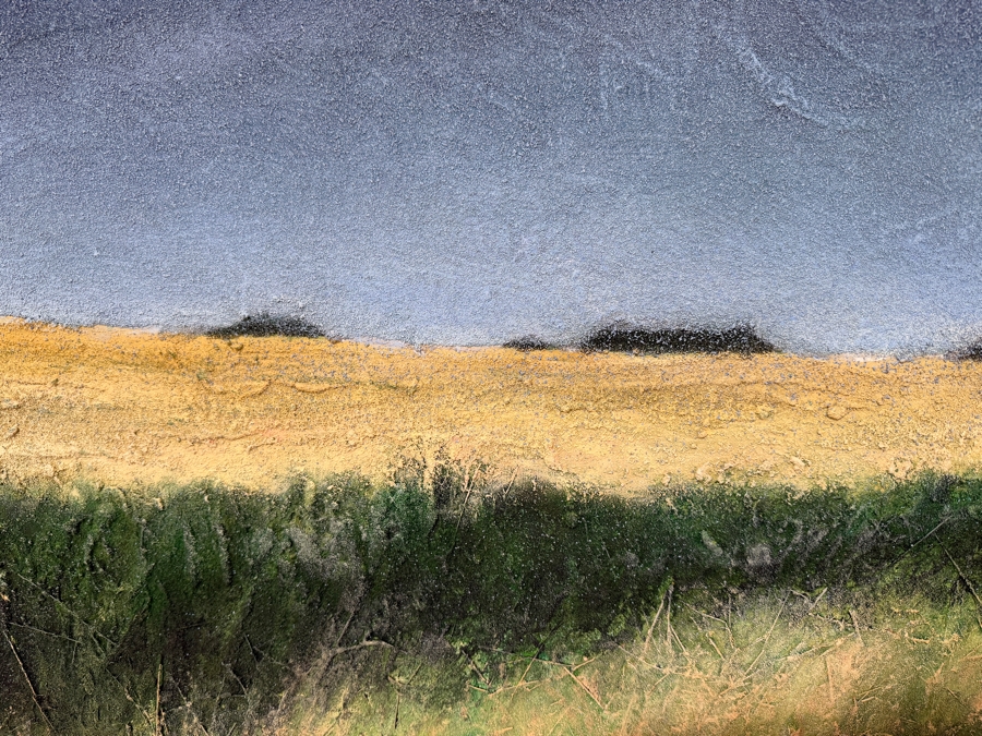 Gerrit Greve (1948-2024, Cardiff by the Sea, CA) Original Acrylic, Sand & Grass Painting On Canvas Titled 'Meadowlawn Road At Dusk' 1991 Signed Lower Right And Verso 60 X 45 Estimate $2,700 - $3,400 [Photo 5]