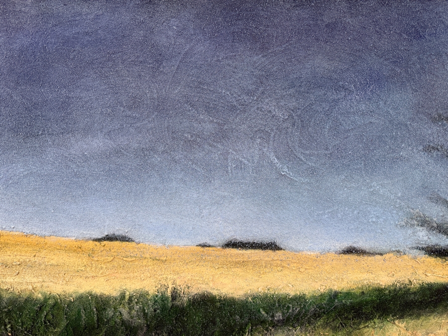 Gerrit Greve (1948-2024, Cardiff by the Sea, CA) Original Acrylic, Sand & Grass Painting On Canvas Titled 'Meadowlawn Road At Dusk' 1991 Signed Lower Right And Verso 60 X 45 Estimate $2,700 - $3,400 [Photo 6]