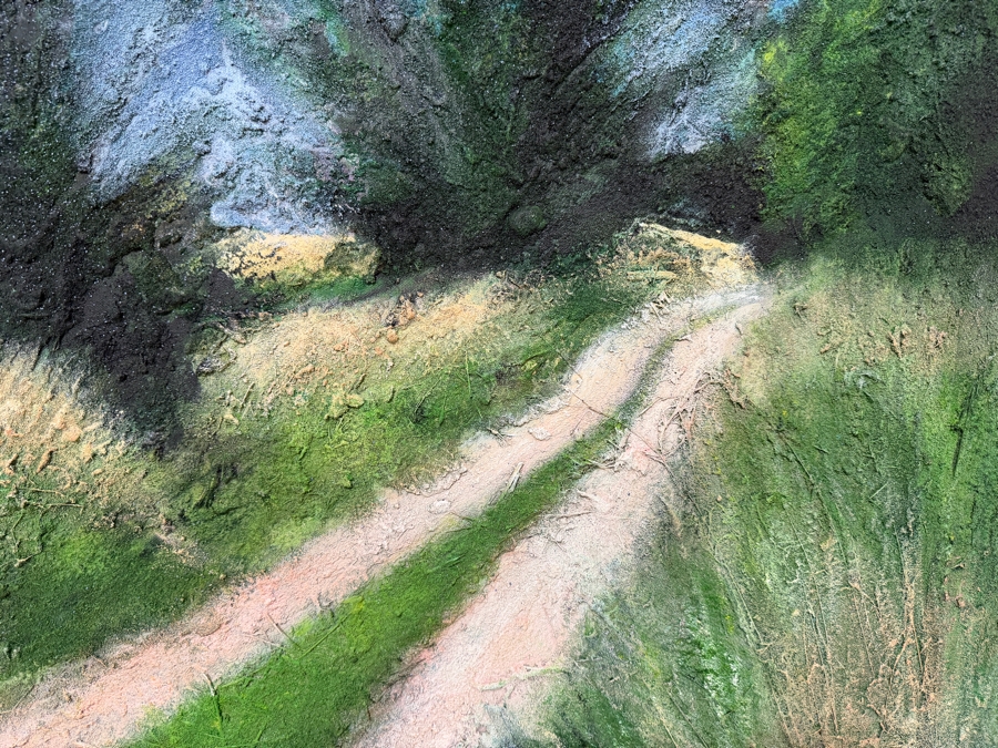 Gerrit Greve (1948-2024, Cardiff by the Sea, CA) Original Acrylic, Sand & Grass Painting On Canvas Titled 'Meadowlawn Road At Dusk' 1991 Signed Lower Right And Verso 60 X 45 Estimate $2,700 - $3,400 [Photo 2]