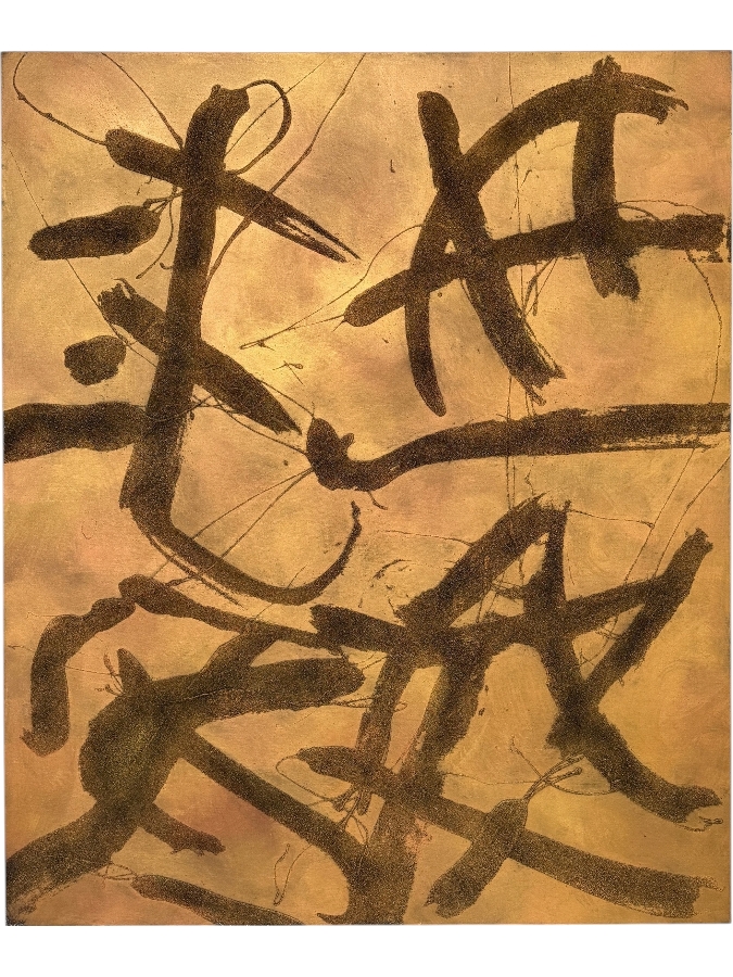 Gerrit Greve (1948-2024, Cardiff by the Sea, CA) Original Acrylic And Sand Painting On Canvas Titled 'Long Friendship' 1999 Signed Verso 60 X 72 Estimate $4,300 - $5,400