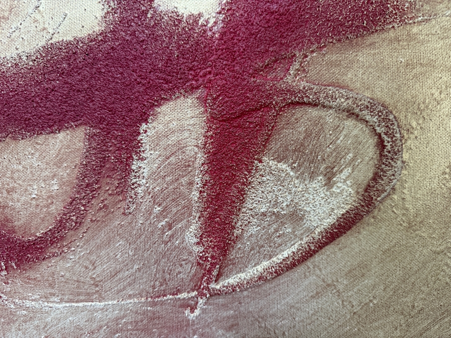 Gerrit Greve (1948-2024, Cardiff by the Sea, CA) Original Acrylic And Sand Painting On Canvas Titled 'Calligraphic Valentine' 2003 Signed Verso 48 X 48 Estimate $2,300 - $2,900 [Photo 4]