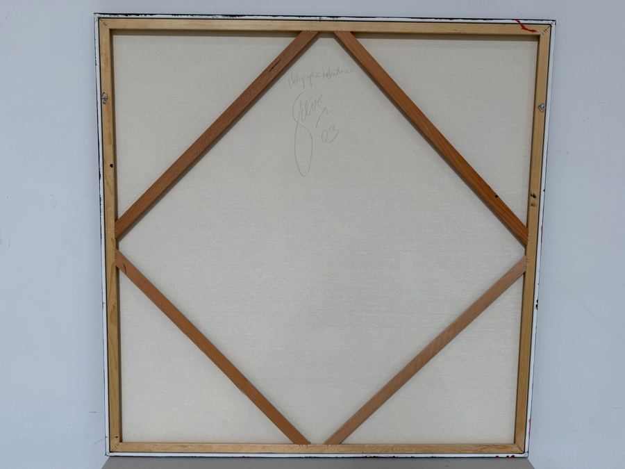 Gerrit Greve (1948-2024, Cardiff by the Sea, CA) Original Acrylic And Sand Painting On Canvas Titled 'Calligraphic Valentine' 2003 Signed Verso 48 X 48 Estimate $2,300 - $2,900 [Photo 6]