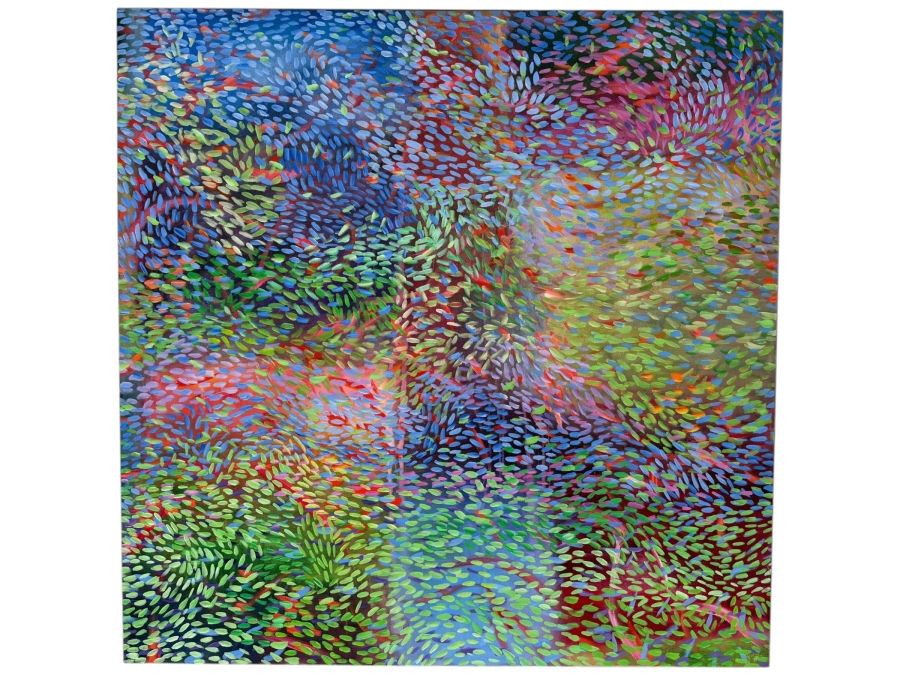 Gerrit Greve (1948-2024, Cardiff by the Sea, CA) Original Acrylic Painting On Canvas Titled 'Underwater Totem' 1997 Signed Lower Right And Verso 48 X 48 Estimate $2,300 - $2,900