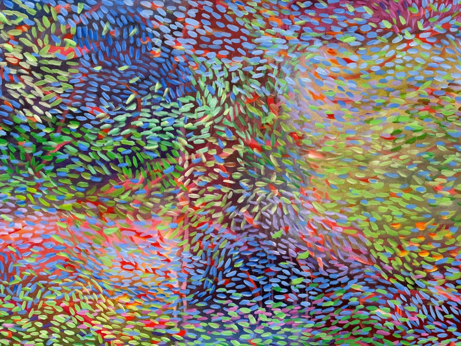 Gerrit Greve (1948-2024, Cardiff by the Sea, CA) Original Acrylic Painting On Canvas Titled 'Underwater Totem' 1997 Signed Lower Right And Verso 48 X 48 Estimate $2,300 - $2,900 [Photo 3]