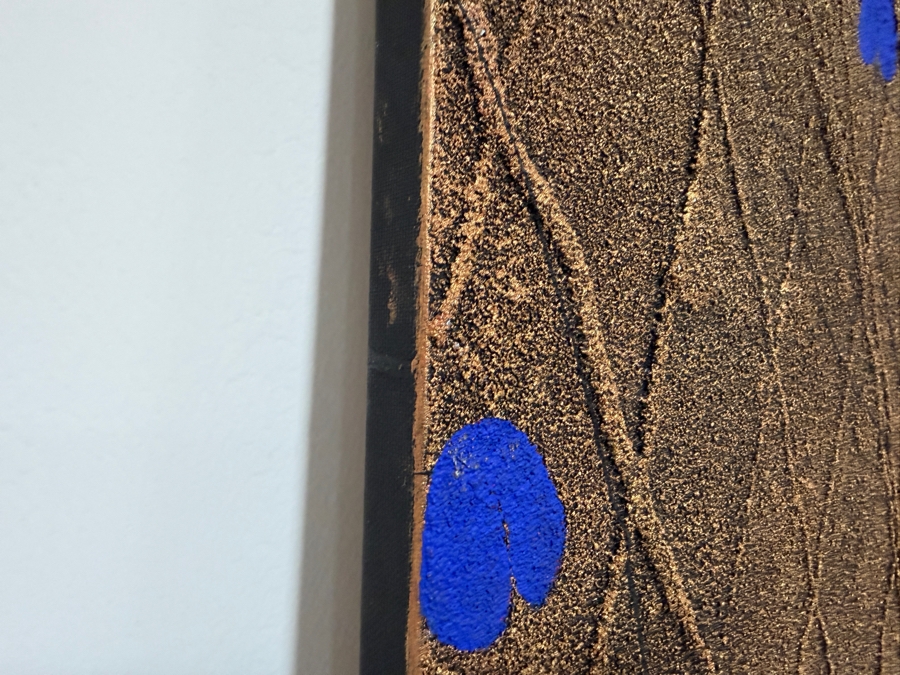 Gerrit Greve (1948-2024, Cardiff by the Sea, CA) Original Acrylic And Sand Painting On Canvas Titled 'Bronze & Blue Perfection' 2000 Signed Verso 48 X 48 Estimate $2,300 - $2,900 [Photo 4]