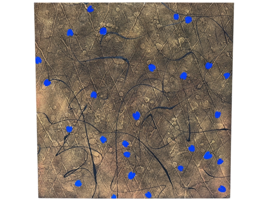 Gerrit Greve (1948-2024, Cardiff by the Sea, CA) Original Acrylic And Sand Painting On Canvas Titled 'Bronze & Blue Perfection' 2000 Signed Verso 48 X 48 Estimate $2,300 - $2,900
