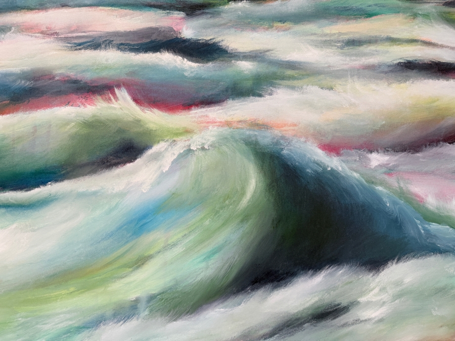 Gerrit Greve (1948-2024, Cardiff by the Sea, CA) Original Acrylic Painting On Canvas Titled 'February Ocean 2' 2015 Signed Verso 48 X 48 Estimate $2,300 - $2,900 [Photo 3]