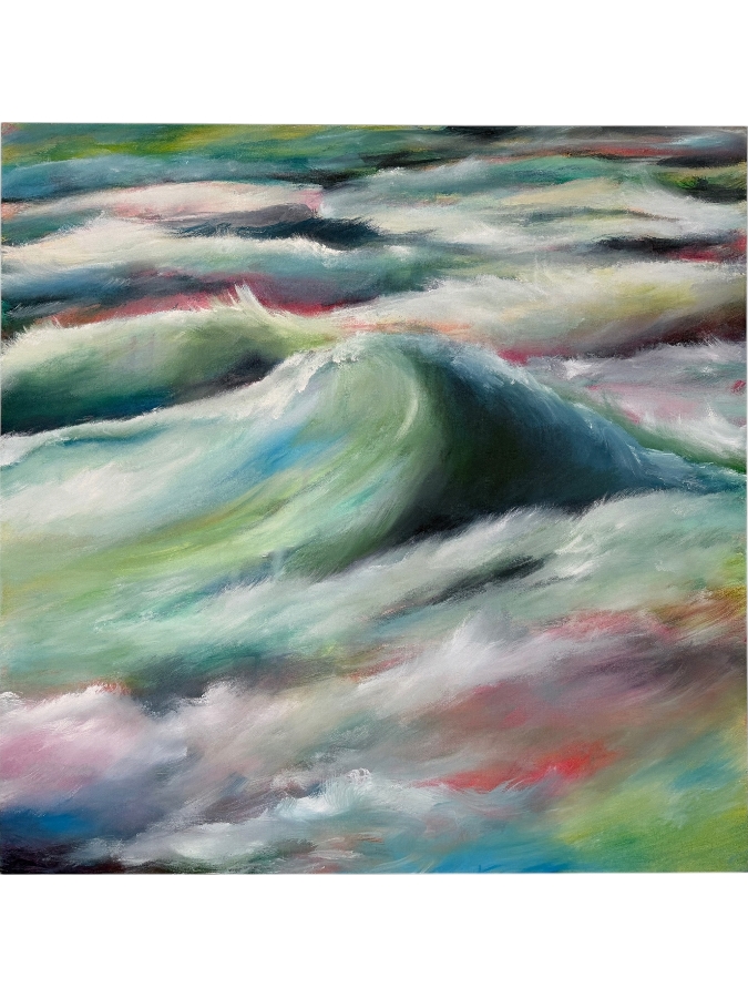 Gerrit Greve (1948-2024, Cardiff by the Sea, CA) Original Acrylic Painting On Canvas Titled 'February Ocean 2' 2015 Signed Verso 48 X 48 Estimate $2,300 - $2,900