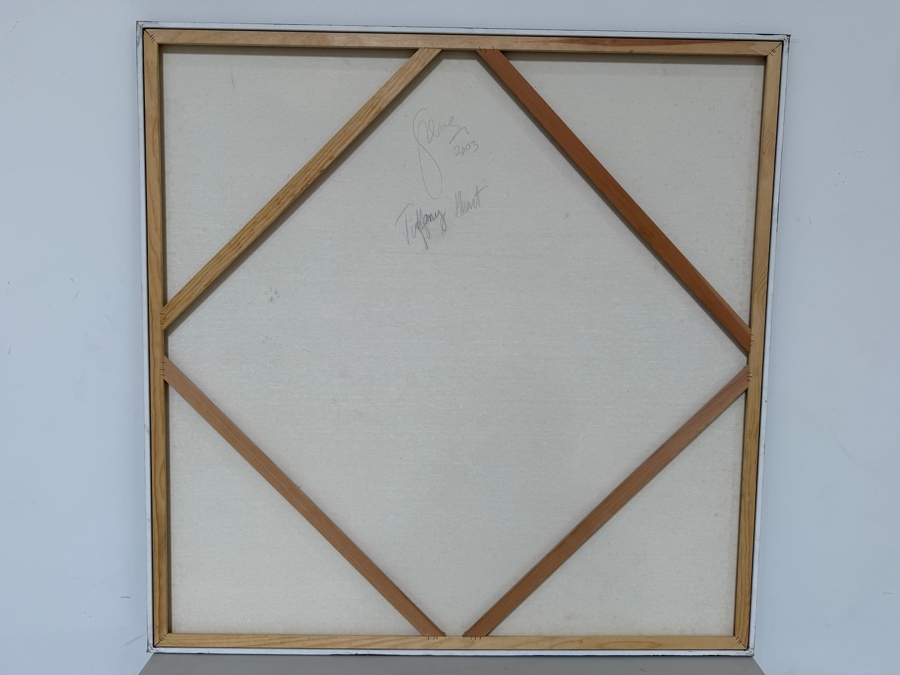 Gerrit Greve (1948-2024, Cardiff by the Sea, CA) Original Acrylic Painting On Canvas Titled 'Tiffany Heart' 2003 Signed Verso 48 X 48 Estimate $2,300 - $2,900 [Photo 5]