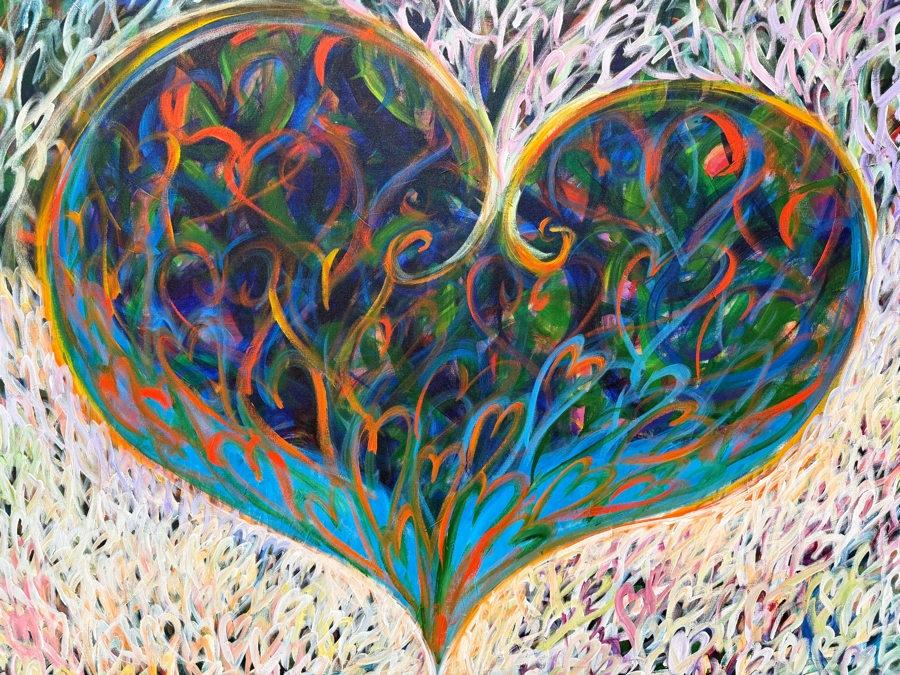 Gerrit Greve (1948-2024, Cardiff by the Sea, CA) Original Acrylic Painting On Canvas Titled 'Tiffany Heart' 2003 Signed Verso 48 X 48 Estimate $2,300 - $2,900 [Photo 2]
