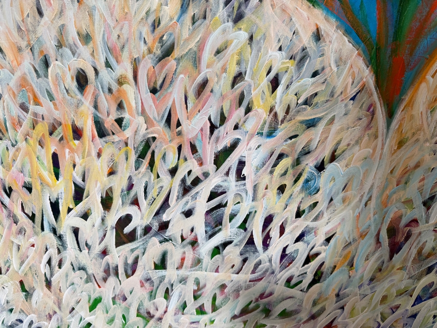 Gerrit Greve (1948-2024, Cardiff by the Sea, CA) Original Acrylic Painting On Canvas Titled 'Tiffany Heart' 2003 Signed Verso 48 X 48 Estimate $2,300 - $2,900 [Photo 3]
